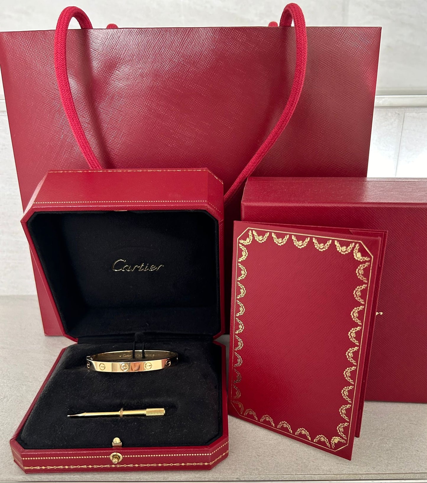 Cartier Love Armreif - Gelbgold, Gr. 16 - Fullset