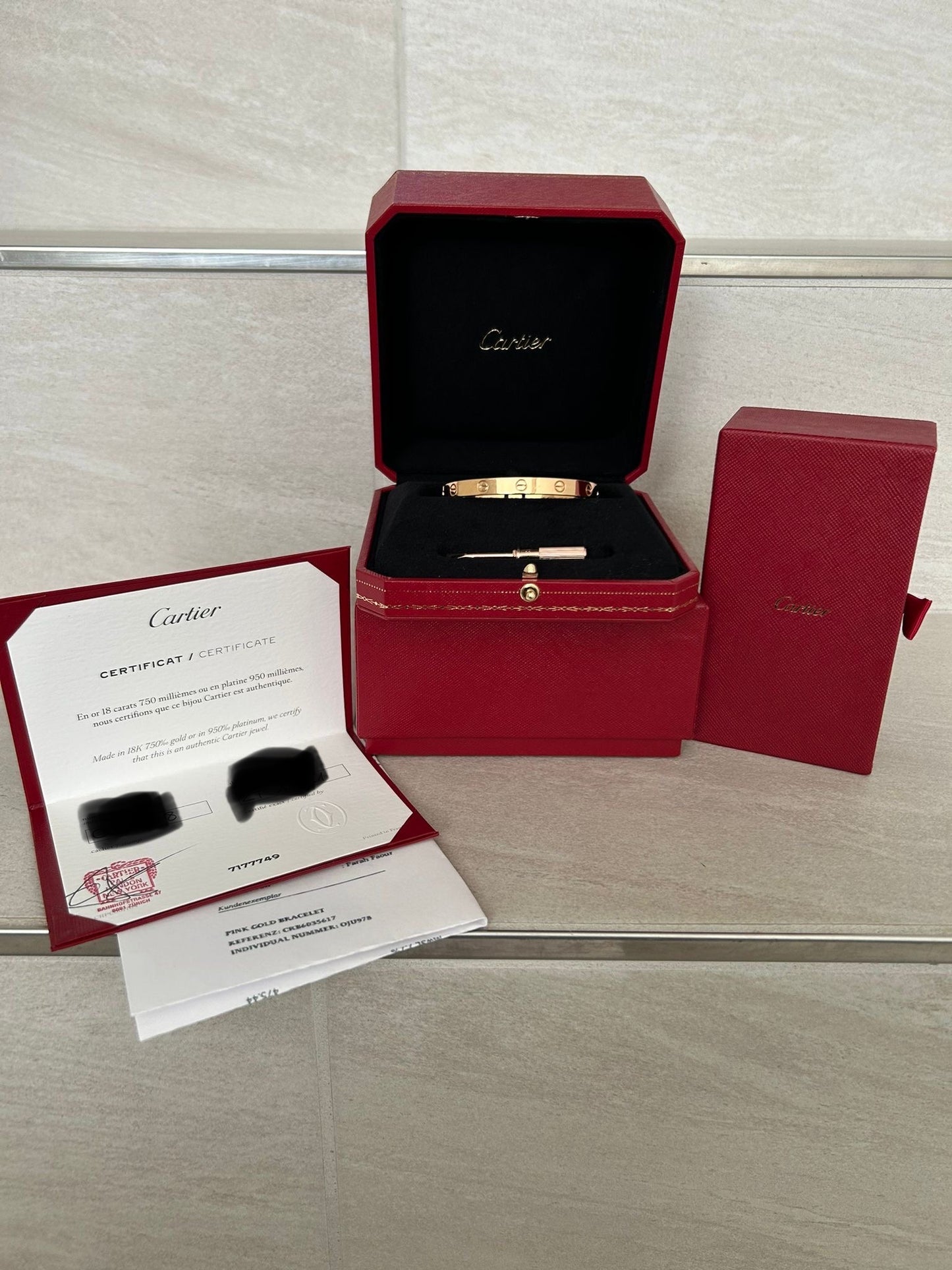 Cartier Love Armreif - Rosegold, Gr. 17 - Fullset