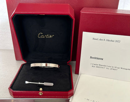 Cartier Love Armreif - Weissgold, Gr. 17 - Fullset